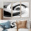 Encre blanche et noire - Ensemble de décorations murales spirales abstraites