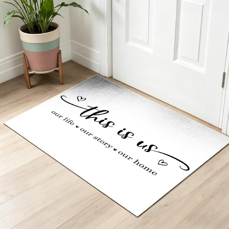 Tapis d'intérieur blanc lavable à la machine Story Home, Rectangle 32" x 47"