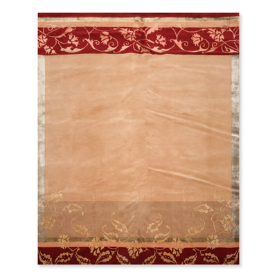 Tapis brun clair noué à la main de conception unique 8 pi x 10 pi Annise