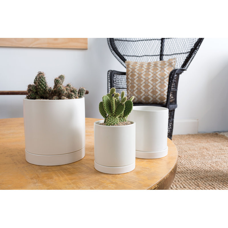Pot de fleurs en céramique Carlotta, Blanc, H 10 po x l 10 po x P 10 po