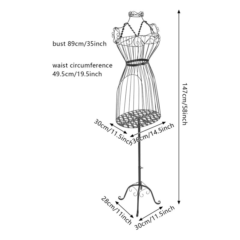 Mannequin Dress Form Display Stand, Black
