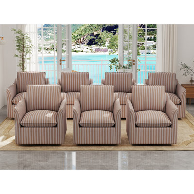 Khalil 29.7" Wide Modern Soft Upholstered Removable Cushion Swivel Barrel Chair (Set of 7)