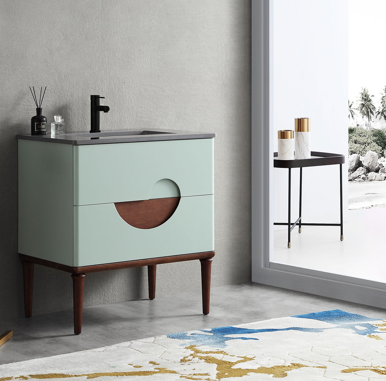 Kimber Cedar Single Bathroom Vanity, Aloe Green
