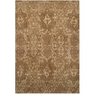 Tapis unique en laine noué à la main beige 4 pi x 6 pi Lues
