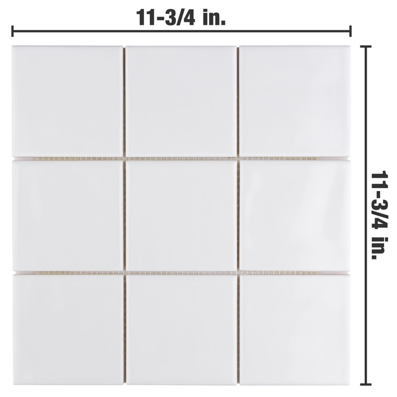 Twist Square White Ice 11-3/4" x 11-3/4" Ceramic Mosaic Tile