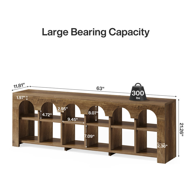 Banc de rangement Rustic Arch, Brown, 21" H x 63" W x 11.81" D