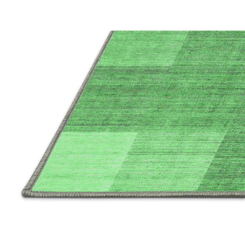 Tapis contemporains vert émeraude lavable à la machine 1801, Rectangle 6 pi x 9 pi