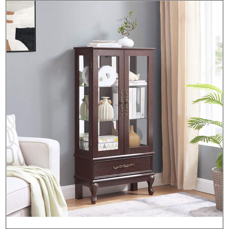 Armoire vitrée avec porte vitrée Curio, Cerisier