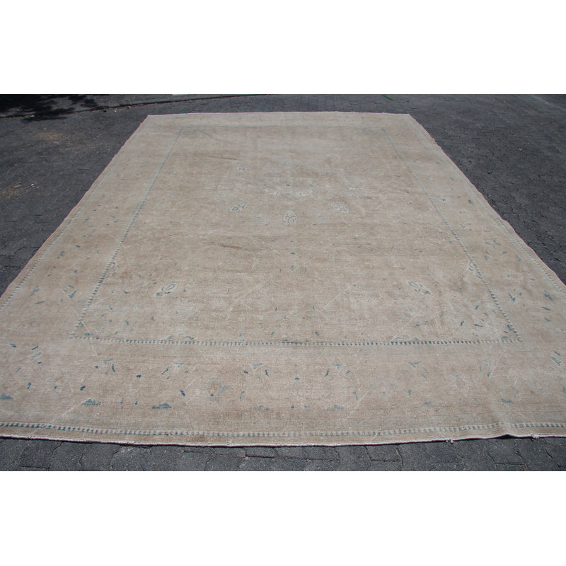 Tapis turc rétro en laine Anatolian beige - Tapis traditionnel fait à la main pour la décoration intérieure