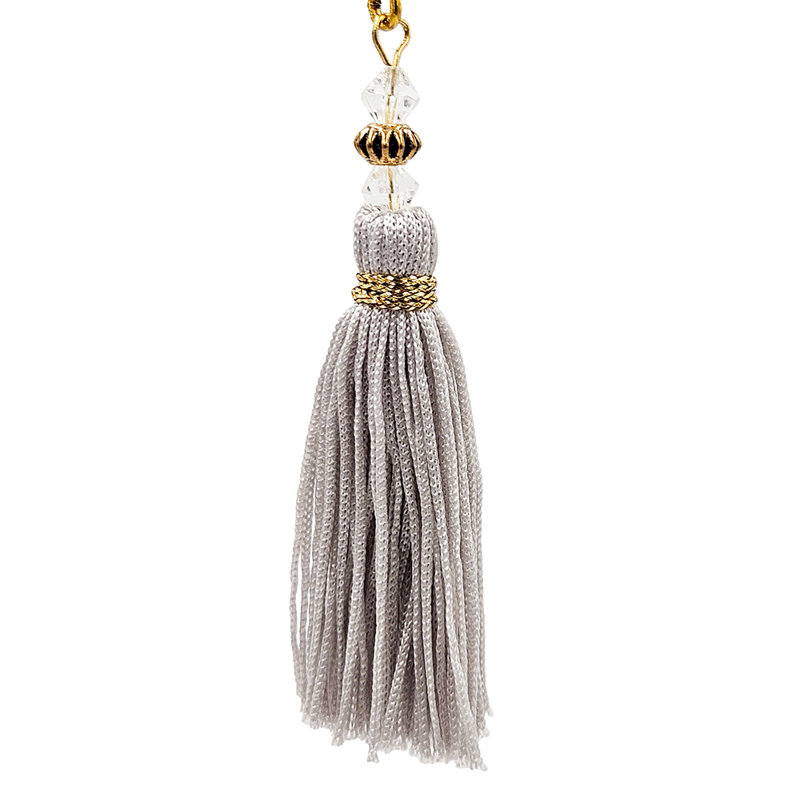 Long Acrylic Drop With Polyester Tassel Hanging Ornament Set of 12 8.7" Clear/Silver