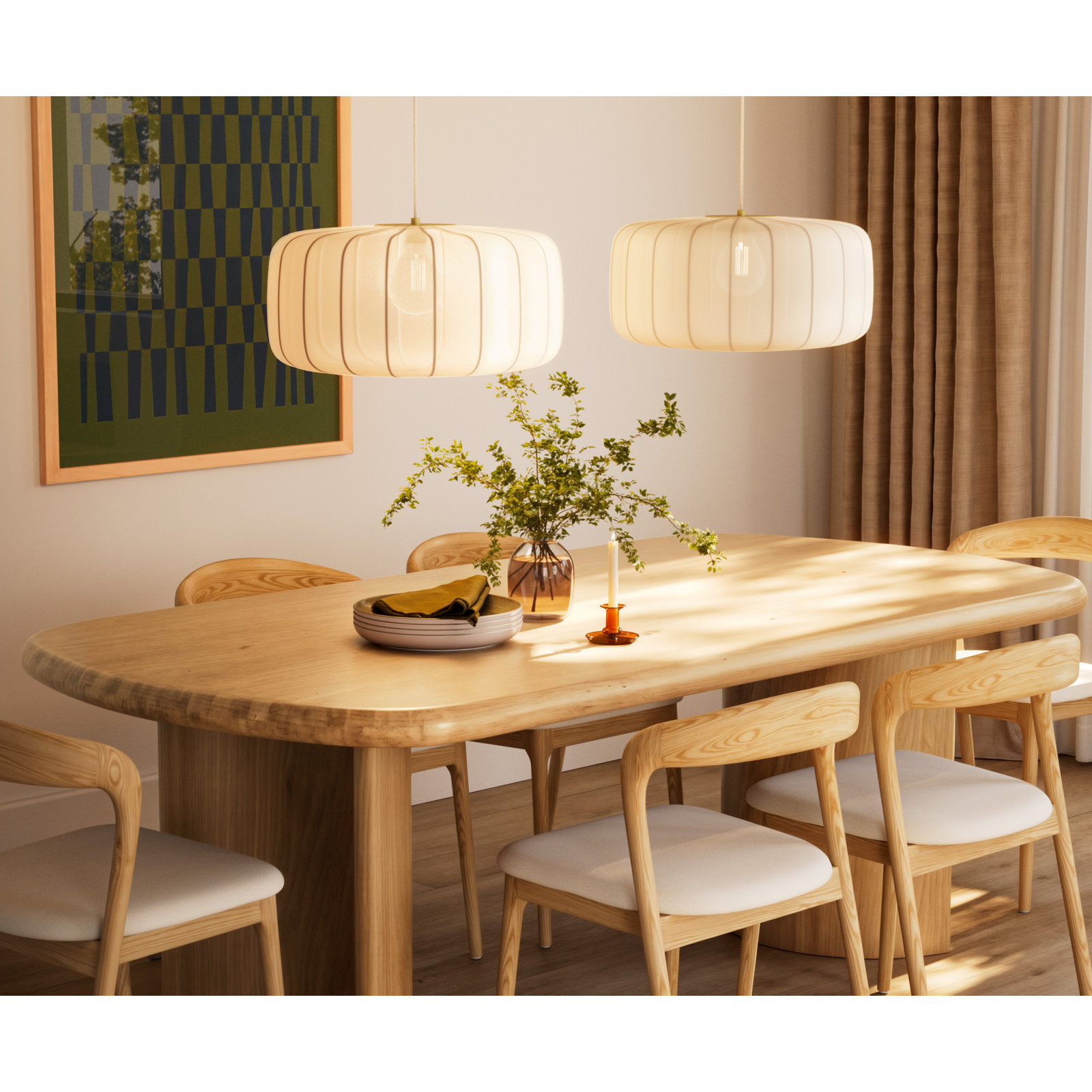 Circa 84" Curved Leg Dining Table, Natural