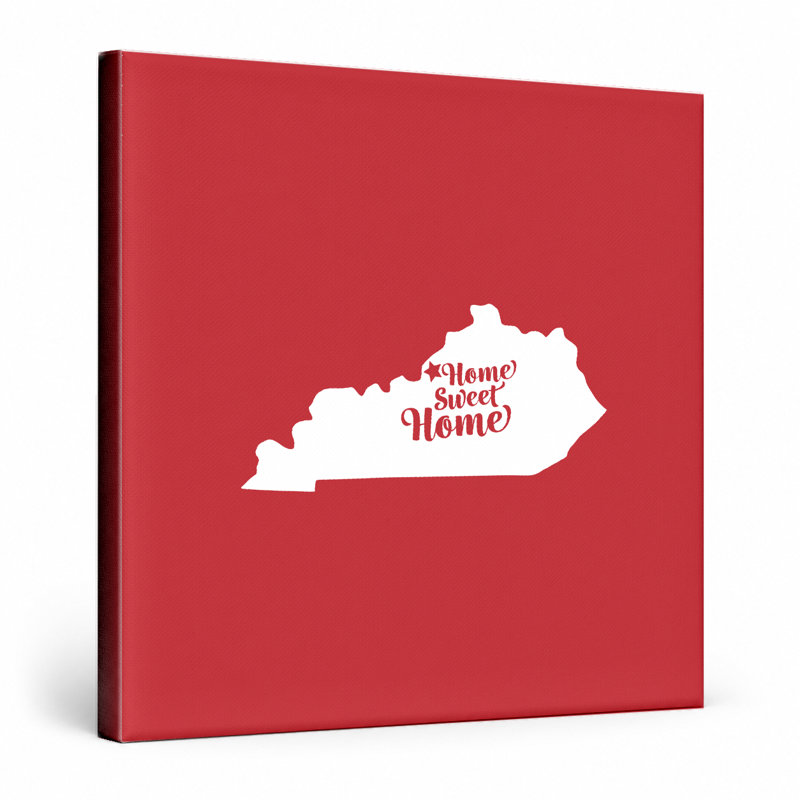 Home Sweet Frankfort - Kentucky State Silhouette - art mural sur toile, H 32 po x l 32 po, Rouge / Blanc