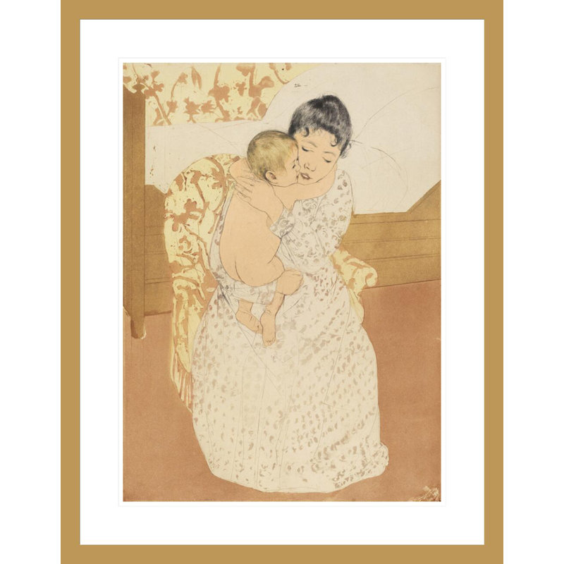 «Maternal Caress» par Mary Cassatt, impression giclée sur cadre, H 29,5 po x l 23,16 po