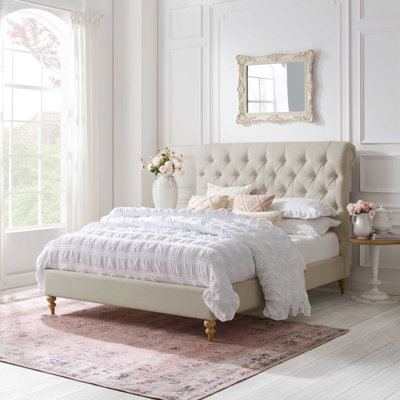 Elegance Kylah Linen Platform Modern Bed Queen Size