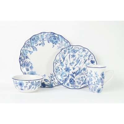 16pc Blue Floral Dinner Set