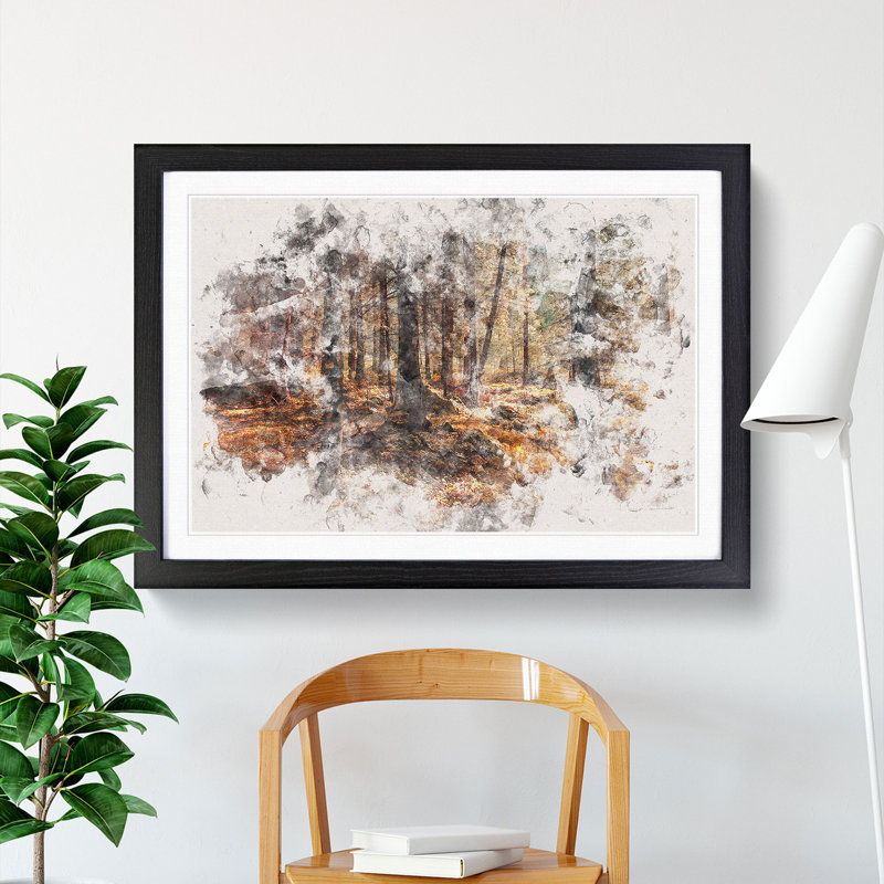 Within The Woods Watercolour Framed Print, 62cm H x 87cm W x 2cm D, Black Framed