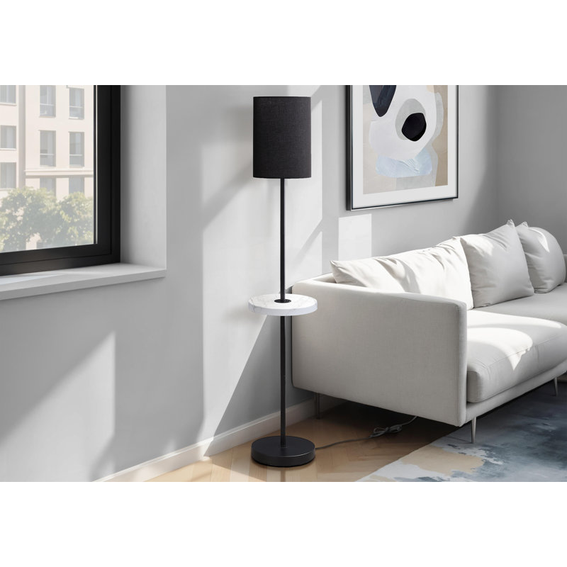 Lighting, 62"h, Floor Lamp, Usb Port Included, Metal, Marble, Contemporary, Modern, Black, Black