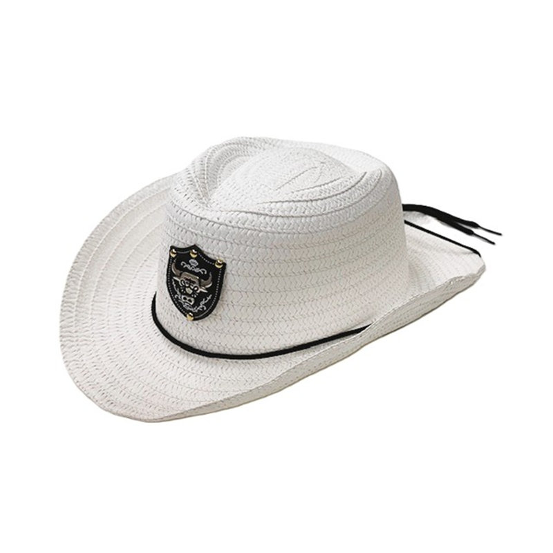 Chapeau de cowboy pour enfant avec taureau blanc, Blanc