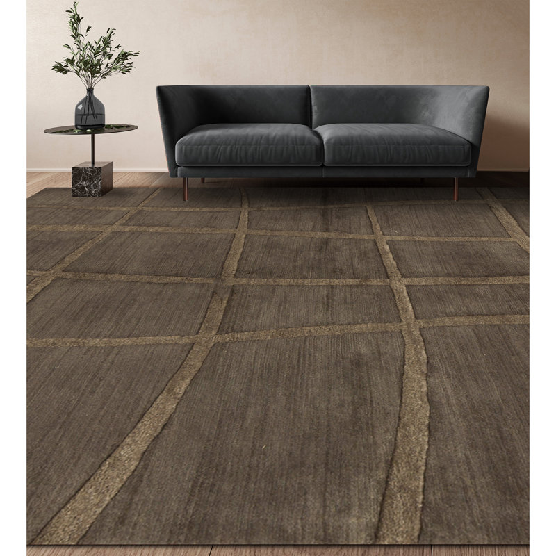 Hand-Knotted High-Quality Light Brown Area Rug