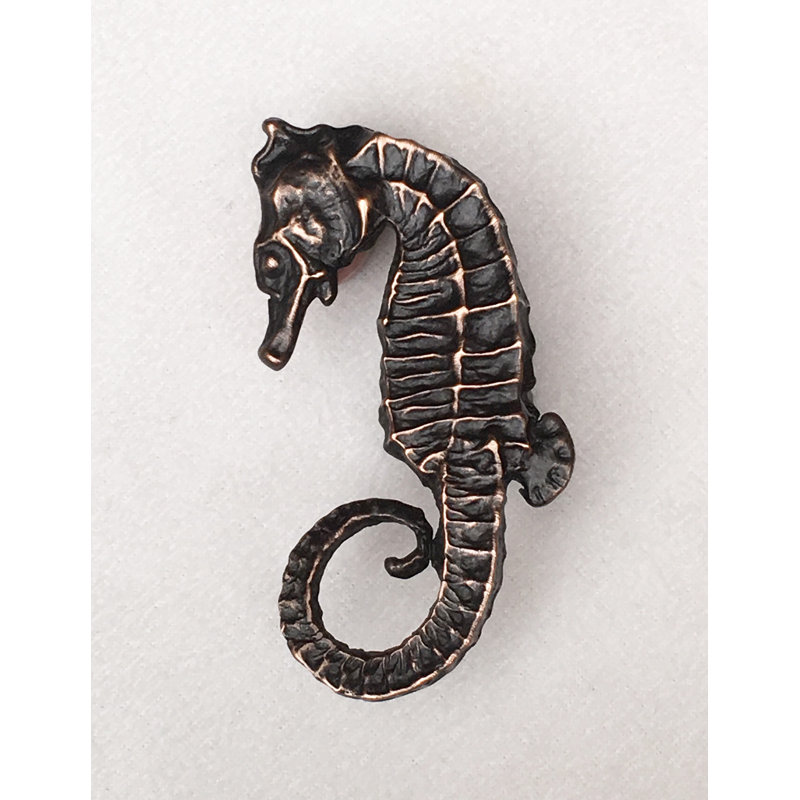 Poignée fantaisie hippocampe 2 5/8 "Tropical, Bronze huilé