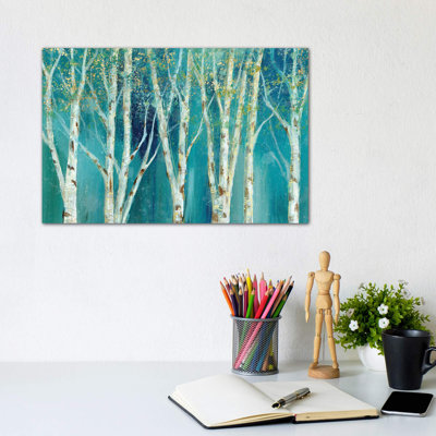 Birch On Blue by Nan - Wrapped Canvas Print