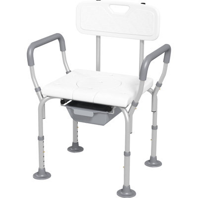 31 Shower Seat - Detachable Bucket For Elderly, White Height Adjustable Chair Seniors,