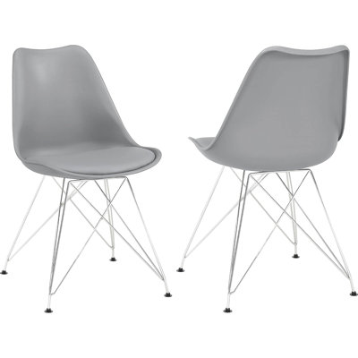 2 pièces, chaise d'appoint, base, salle à manger et chaise modernes (2) grises et élégantes