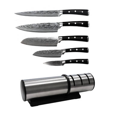 Mercer Culinary M20050 Genesis 6-Piece Wood / Glass Knife Block Set