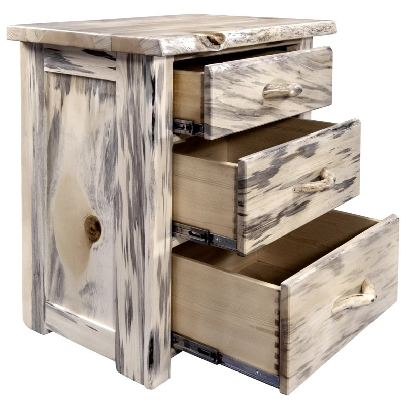 Commode 3 tiroirs Big Edge, Laque naturelle transparente