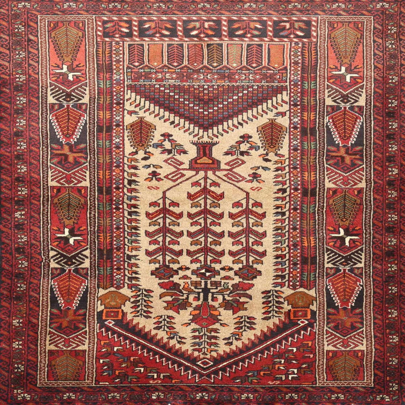 Tapis rouge à motif sud-ouest, Rond 7 pi