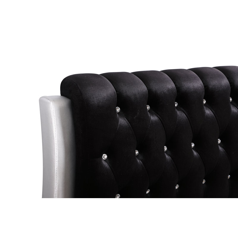 Champetre Vegan Leather Standard Bed, King, Silver