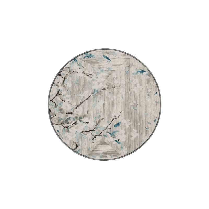 Machine Washable Gray Area Rug, Round 6'