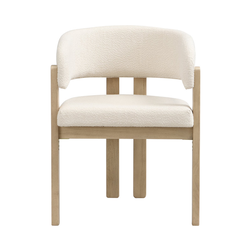 Boucle Upholstered Armchair in Beige, 4
