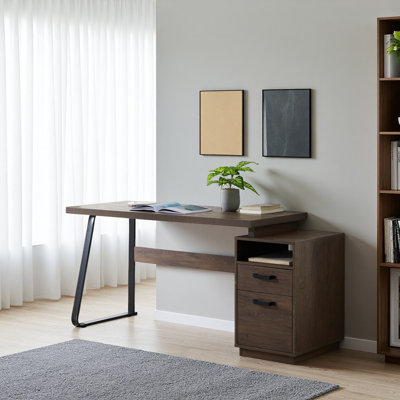 Home Office Computer Desk With Drawers/Hanging Letter-Size Files, 65 Inch Writing Study Table With Drawers
