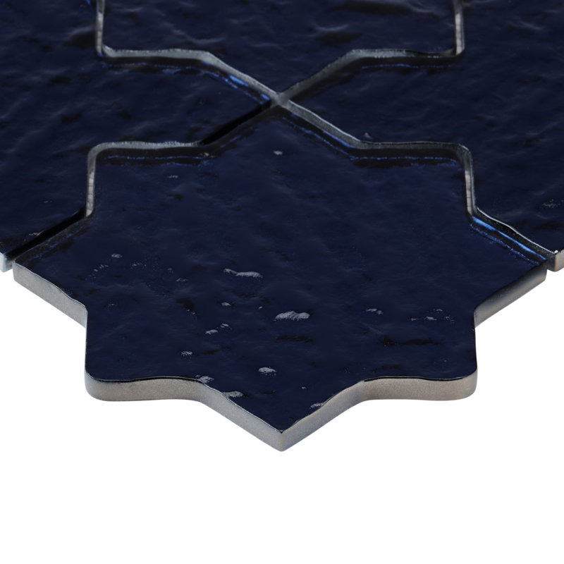 Destin 8,34 po X 8,34 po Carrelage mural mosaïque en verre poli étoile (0,48 pieds carrés / pièce), Bleu