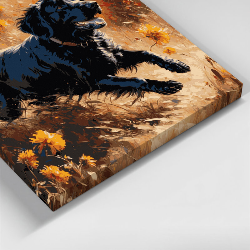 «Dogs Flat Coated Retriever», art mural sur toile brune, H 8 po x l 8 po