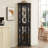 Lighted Corner Curio Cabinet With Tempered Glass Doors, Adjustable Shelves, And LED Lighting For Elegant Home Display-1959522732