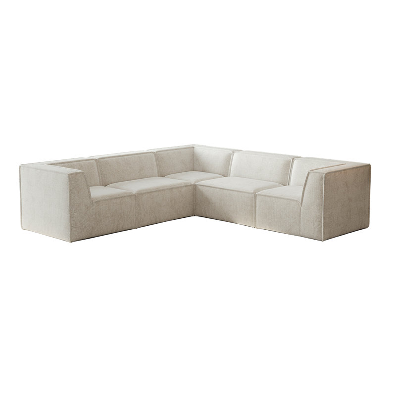 Canapé modulaire moderne en L modulaire, ensemble de canapé de plancher de luxe, Chenille beige
