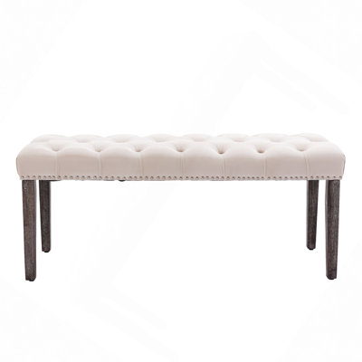 Upholstered Tufted Bench Ottoman , Velvet Dining Bench Bedroom Bench  Footrest Stool Accent Bench For Entryway Dining Room Living Room