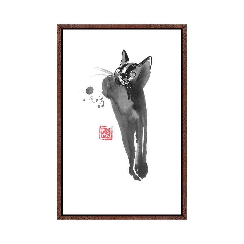 Relaxing Cat by Péchane - Print on Canvas, Classic Brown Wood Framed, 66.04 cm H x 45.72 cm W