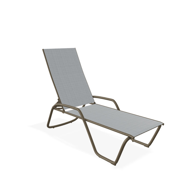 Outdoor Rust-Resistant Metal Chaise Lounge, Textured Beachwood, Boulder