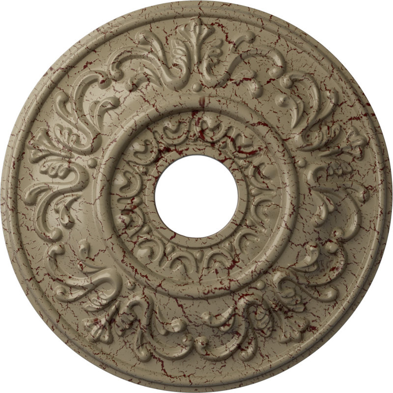 Endurathane Saverne Ceiling Medallion, 18 1/2"W x 13 1/2"H x 1 7/8"P, Hand-Painted Cloud Burst Crackle Finish