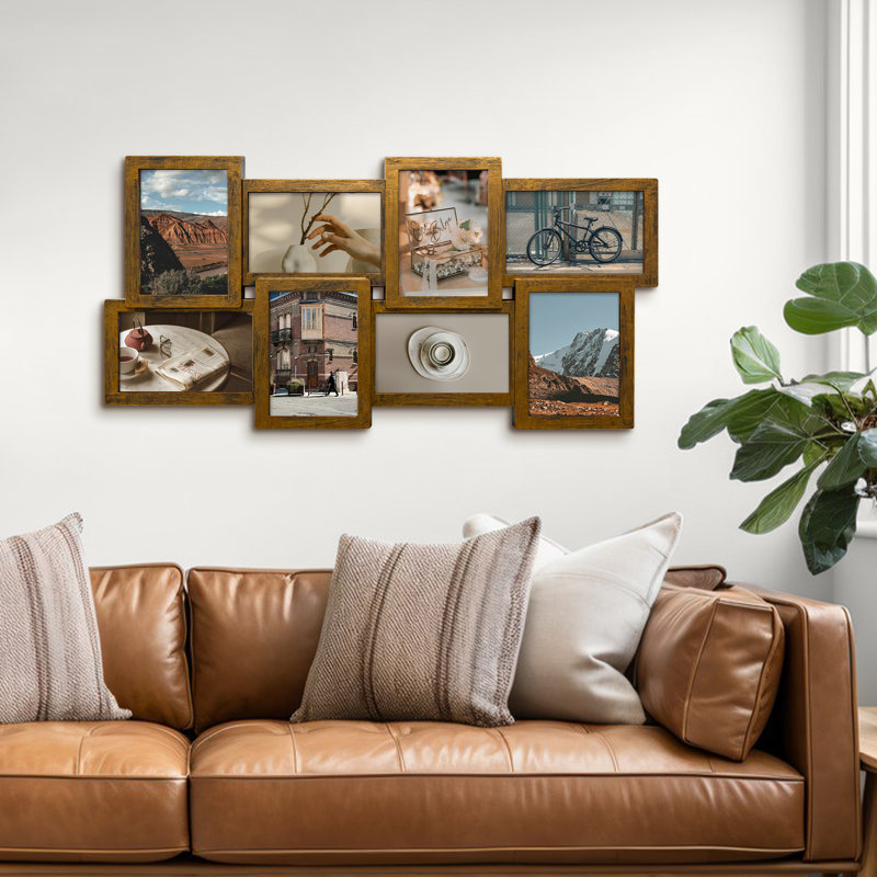 Picture Frame Collage Wall Decor - 8 Opening 4x6 Multi Photo Display, Gold
