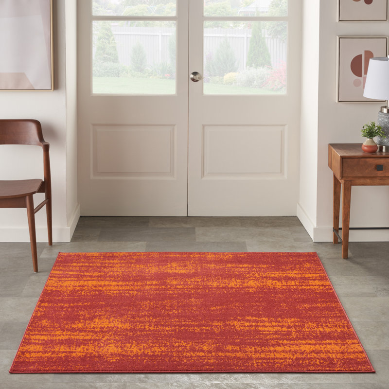 Nourison Essentials Red Indoor/Outdoor Area Rug, Square 5'