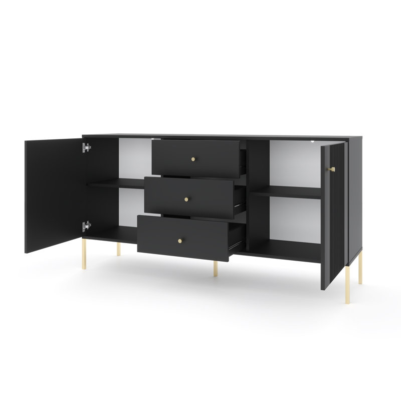Tanari 154.5cm Sideboard, Black/Gold
