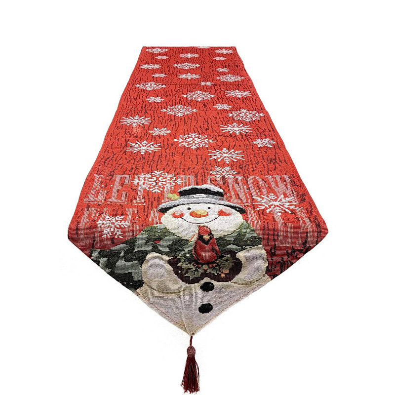 Snowman Christmas Red Table Runner F07M5-8F