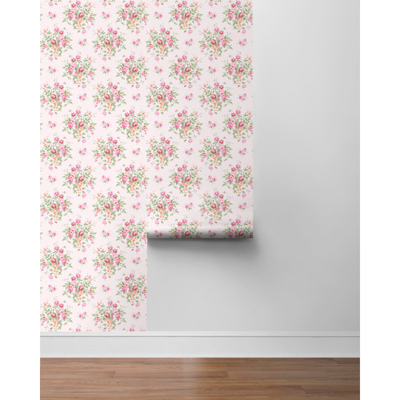 Rouleau de papier peint adhésif L 18 pi x l 20,5 po Bartlum, Rose bouquet