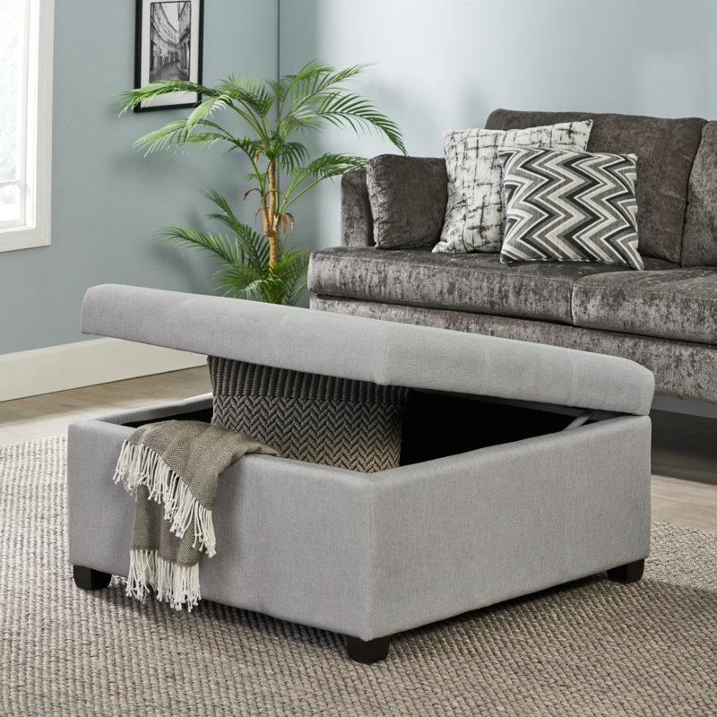 OTTOMAN DE RANGEMENT CARLSBAD, Gris clair
