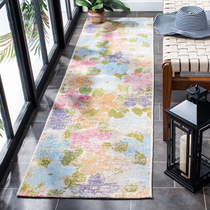 Tapis d'intérieur / extérieur à motif floral Laforet, Rectangle 9 pi x 12 pi