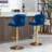 Set Of 2 Adjustable Swivel Bar Stools With Velvet Upholstery, Chrome Footrest, And Golden Legs For Comfort And Style-1029944989-1029944976